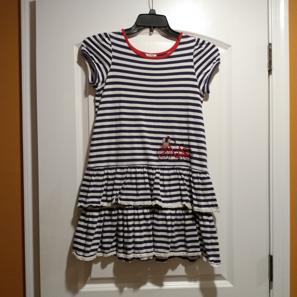 Ruffled Striped Cap Sleeve Dress